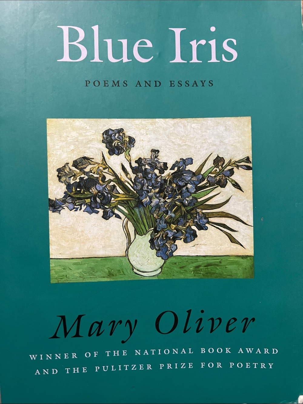 Mary Oliver Blue Iris Art Print Book Cover Wall Accent - Teal